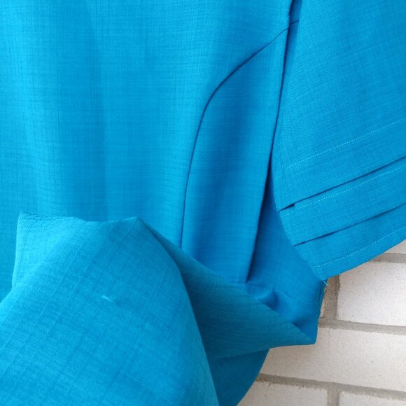 Amish Mennonite Cape Dress Plus Size 46"B 37"W Handmade Modest Teal Blue Prairie - Picture 5 of 11